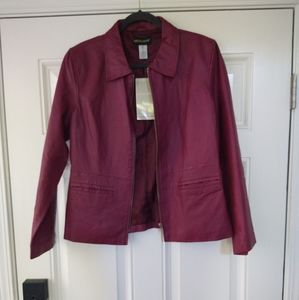 Leather scuba jacket in pink violet color